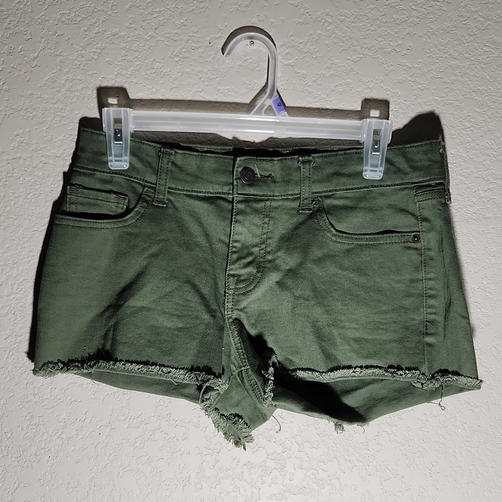 Old Navy Shorts Womens Size 4 Boyfriend Olive Green Denim Raw Hem